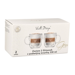 Kubki termiczne do kawy herbaty Vialli Design GEO 330ml 2szt