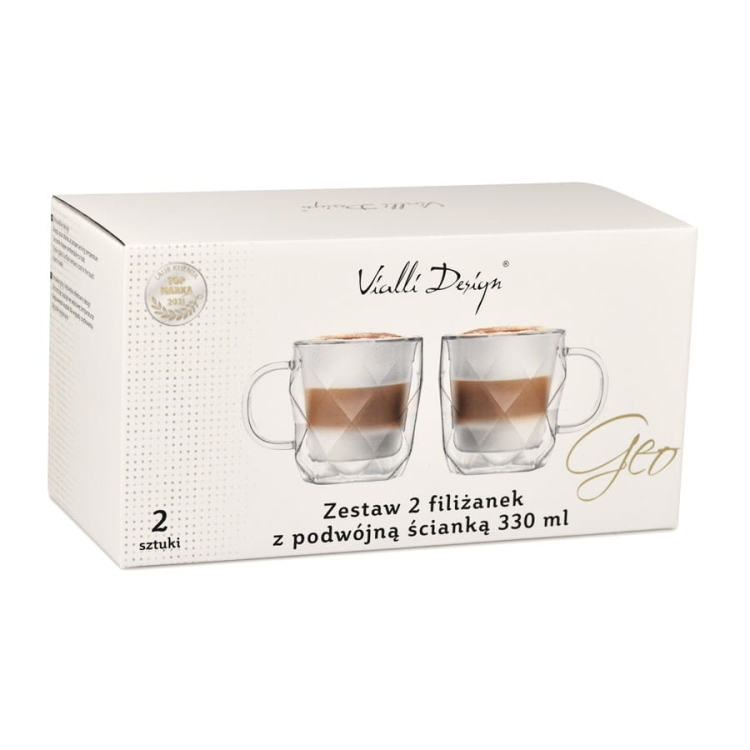 Kubki termiczne do kawy herbaty Vialli Design GEO 330ml 2szt