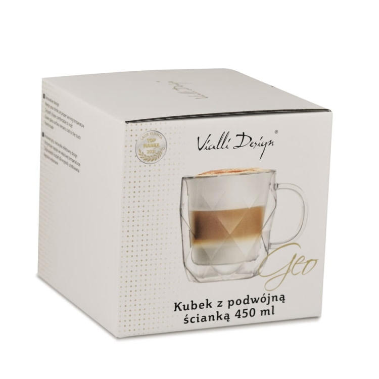 Kubki termiczne do kawy herbaty Vialli Design GEO 450ml 1szt