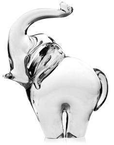 Figurka szklana - słoń z uniesioną trąbą 13cm
