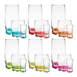 Kolorowe szklanki komplet 18 el szklanki i kieliszki 25+250+350 ml