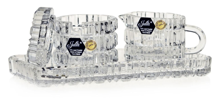 Kryształowy komplet śniadaniowy JULIA cukiernica dzbanek kryształ