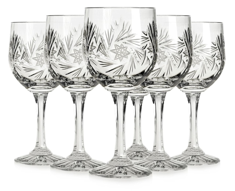 Piękne kryształowe kieliszki do wina JULIA Młynek 240ml 6szt