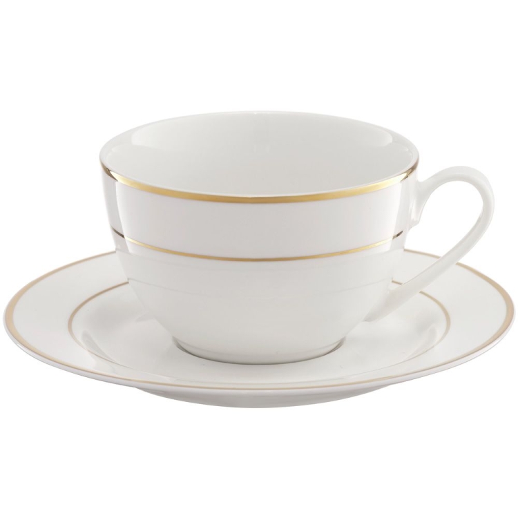 Komplet filiżanek do kawy, herbaty AMBITION Aura Gold 220 ml + 6 spodków 12 el.