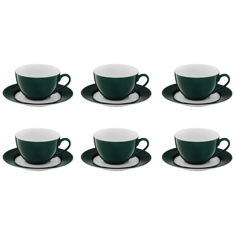 Przejdź do produktu Komplet filiżanek do kawy, herbaty AMBITION Aura Green 220 ml + 6 spodków 12 el