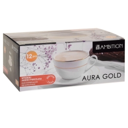 Komplet filiżanek do kawy, herbaty AMBITION Aura Gold