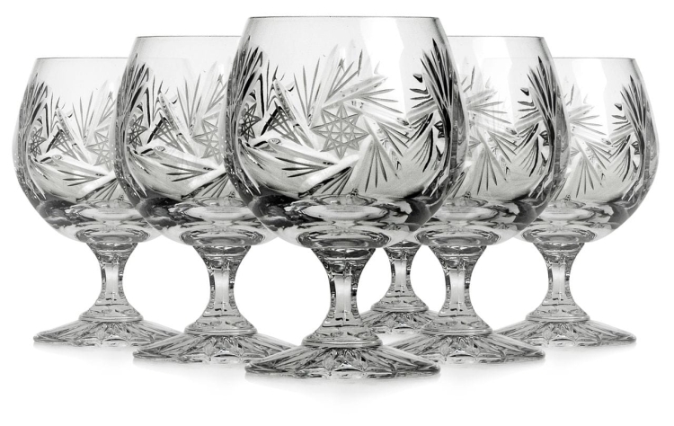 Piękne kryształowe kieliszki do koniaku JULIA Młynek 250ml 6szt