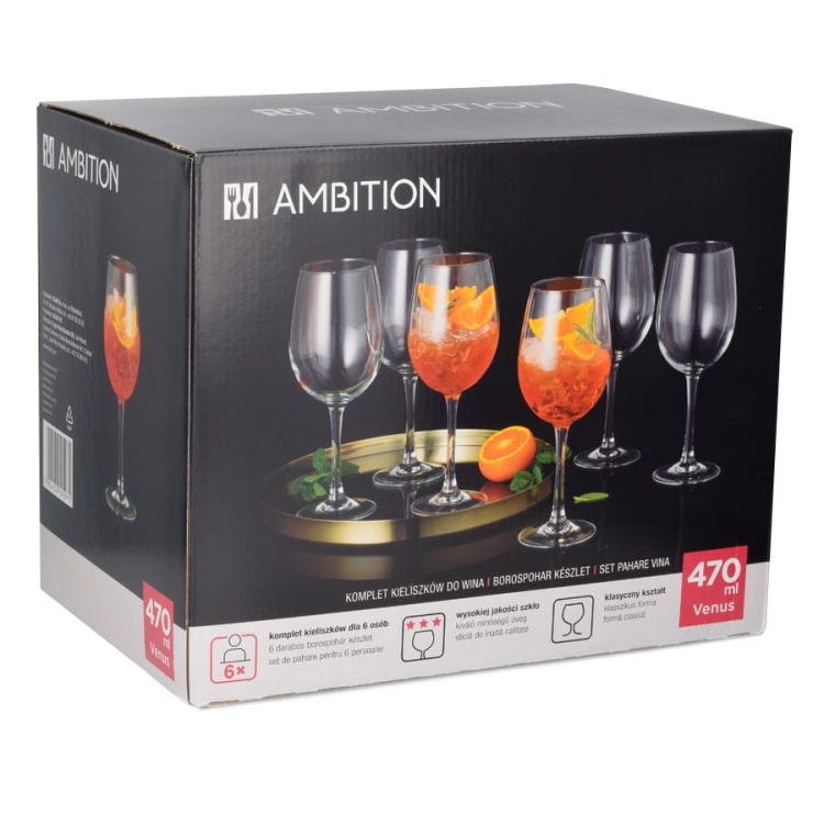 Kieliszki do wina czerwonego AMBITION Venus 470ml 6szt