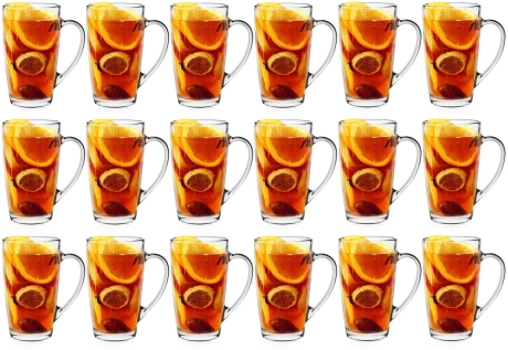 Przejdź do produktu Wysokie szklanki kubki z uchem do kawy herbaty ALEX 400ml 18sztuk