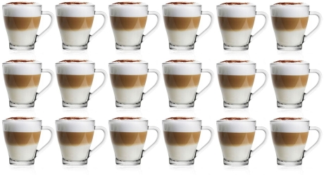 Przejdź do produktu Szklanki kubki z uchem do kawy latte herbaty 220ml 18sztuk