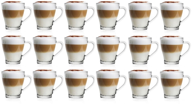Szklanki kubki z uchem do kawy latte herbaty 220ml 18sztuk