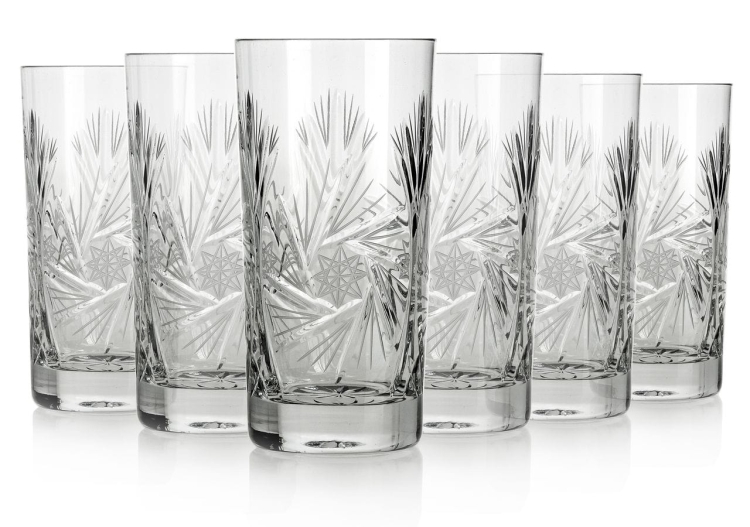 Kryształowe szklanki long drink do soku JULIA Młynek 320ml 6szt