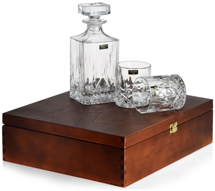 Zestaw do whisky Bohemia CLASSICO 6+1 w skrzynce z GRAWEREM
