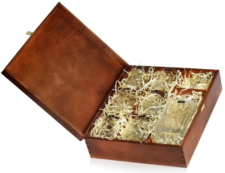 Zestaw do whisky Bohemia CLASSICO 6+1 w skrzynce z GRAWEREM