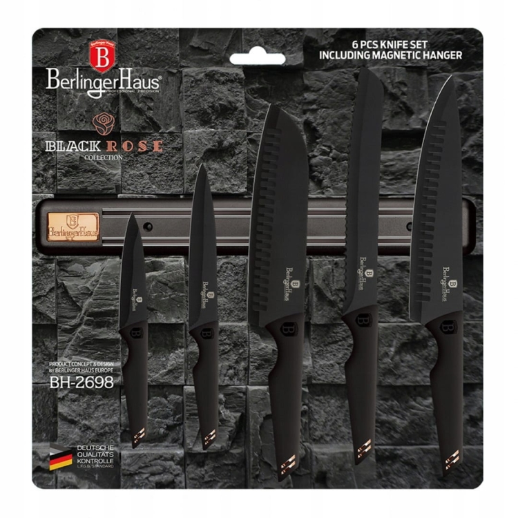 Zestaw noży BerlingerHaus Black Rose z uchwytem na magnes BH-2698