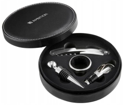 AMBITION Bolero akcesoria do wina korkociąg korek 4el. w skórzanym etui