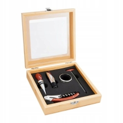 AMBITION Bolero akcesoria do wina korkociąg korek 5el. w bambusowym etui