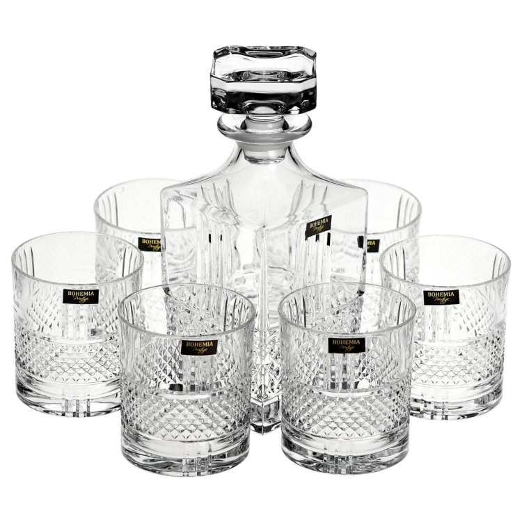 Kryształowy zestaw do whisky Bohemia Elegante 6+1