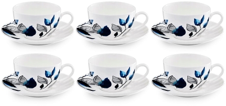 Przejdź do produktu Filiżanki białe Ambition Blue Flower 220ml + spodki 12el.