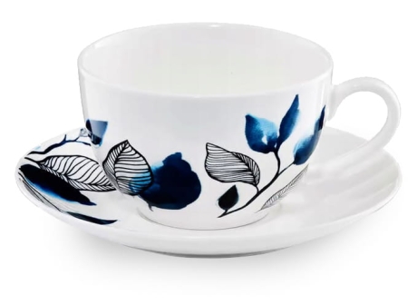 Przejdź do produktu Filiżanki białe Ambition Blue Flower 220ml + spodki 12el.