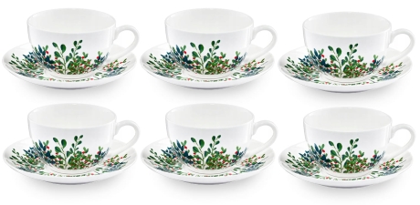 Przejdź do produktu Filiżanki białe Ambition Greenery 220ml + spodki 12el. 