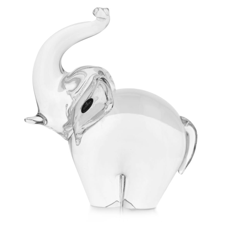 Duża figurka szklana - słoń z uniesioną trąbą 25cm