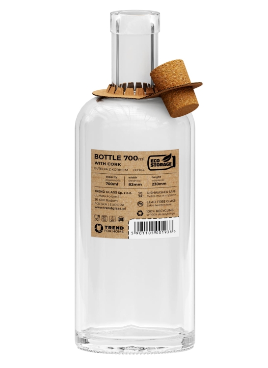 Szklana butelka z korkiem na nalewkę wino Trend Glass 700ml