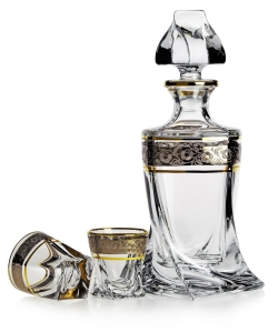 Komplet do wódki Bohemia ZŁOTO PLATYNA 6+1