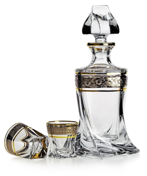 Komplet do wódki Bohemia ZŁOTO PLATYNA 6+1