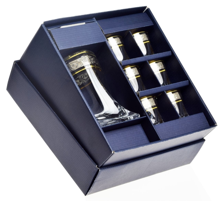 Komplet do wódki Bohemia ZŁOTO PLATYNA 6+1