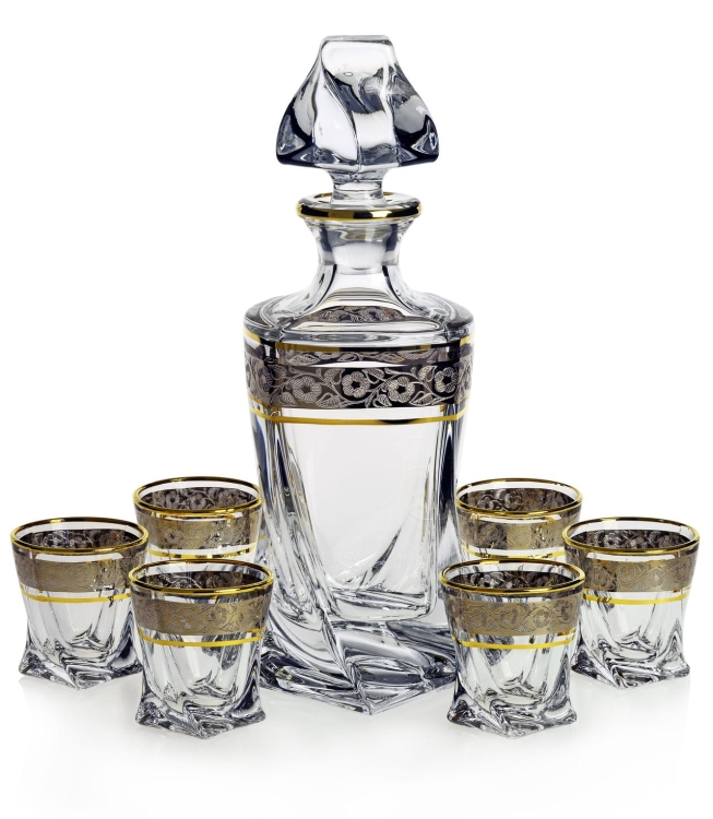 Komplet do wódki Bohemia ZŁOTO PLATYNA 6+1