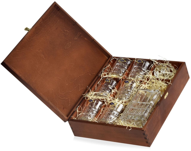 Kryształowy zestaw do whisky Bohemia DIPLOMAT 6+1 w skrzynce z GRAWEREM