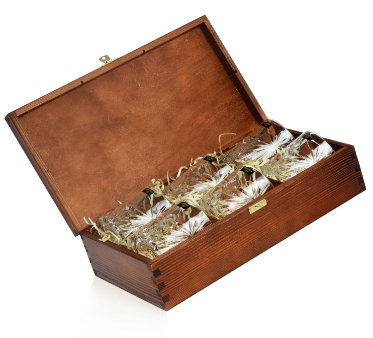 Kryształowe szklanki do whisky Bohemia FIORE 320ml w skrzynce z GRAWEREM