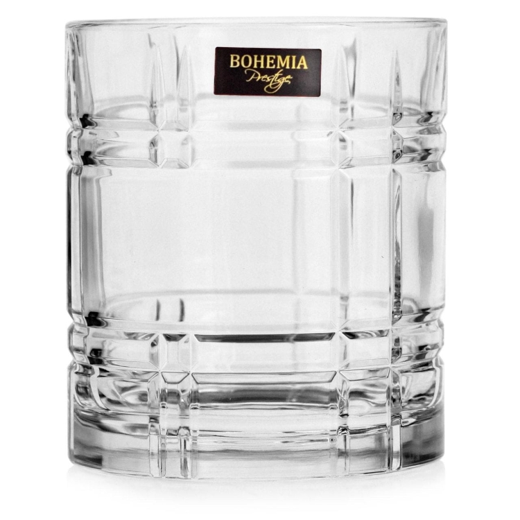Kryształowe szklanki do whisky Bohemia SEMPRE 340ml w skrzynce z GRAWEREM