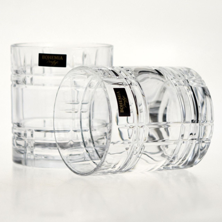 Kryształowe szklanki do whisky Bohemia SEMPRE 340ml w skrzynce z GRAWEREM