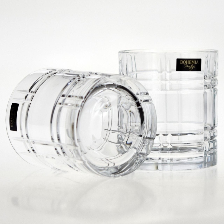Kryształowe szklanki do whisky Bohemia SEMPRE 340ml w skrzynce z GRAWEREM