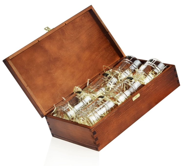 Kryształowe szklanki do whisky Bohemia SEMPRE 340ml w skrzynce z GRAWEREM