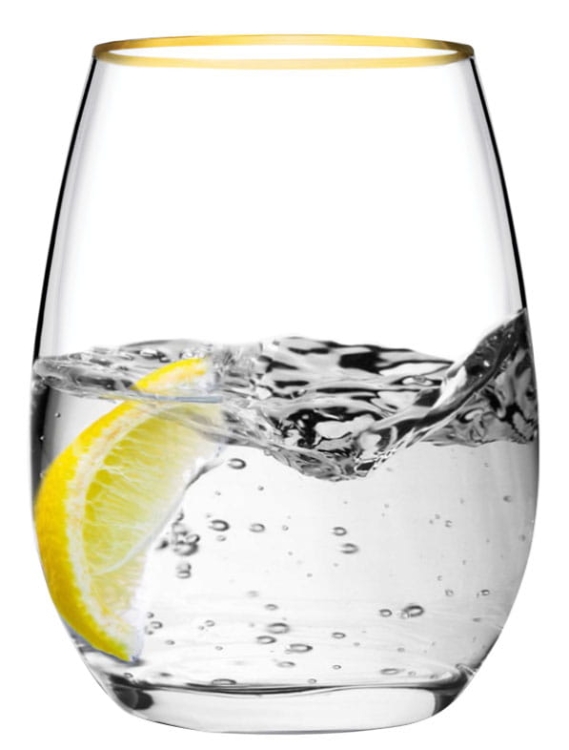 PASABAHCE Golden Touch Amber szklanki 350 ml złoty pasek