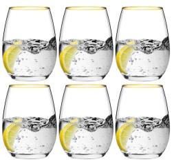 PASABAHCE Golden Touch Amber szklanki 350 ml złoty pasek