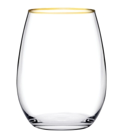 PASABAHCE Golden Touch Amber szklanki 350 ml złoty pasek