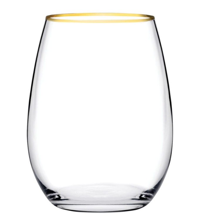 PASABAHCE Golden Touch Amber szklanki 350 ml złoty pasek