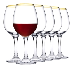 PASABAHCE Golden Touch Amber kieliszki do wina 460 ml złoty pasek