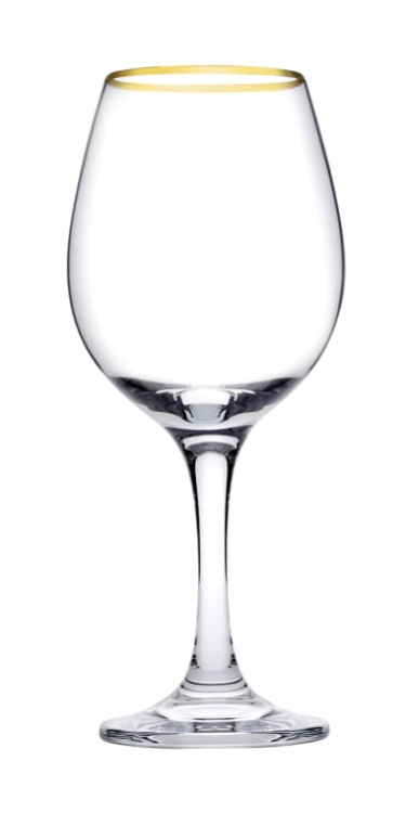 PASABAHCE Golden Touch Amber kieliszki do wina 460 ml złoty pasek