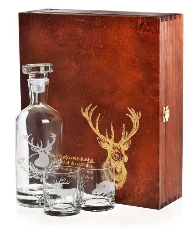 Komplet do whisky 6+1 "Myśliwski" karafka + szklanki w skrzynce (5)