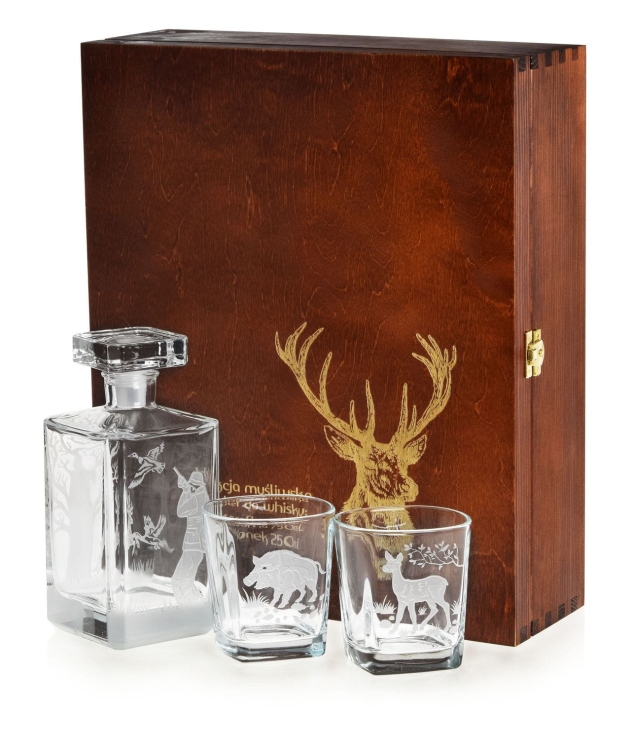 Komplet do whisky 6+1 "Myśliwski" karafka + szklanki w skrzynce (6)