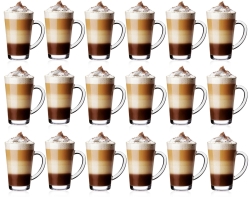 Komplet szklanek kubki do kawy latte herbaty Iwo 300 ml 18szt