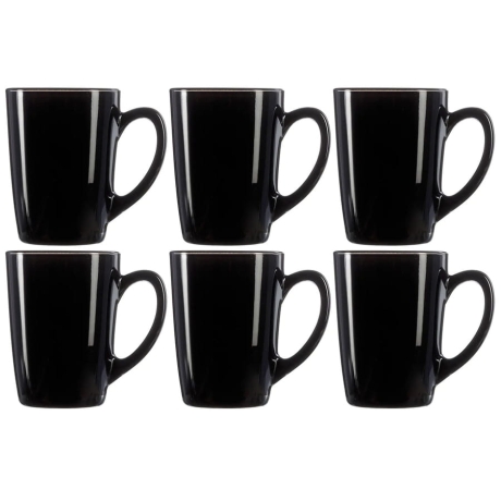 Przejdź do produktu Kubki z uchem do kawy herbaty LUMINARC New Morning Czarne 320ml | 6 sztuk