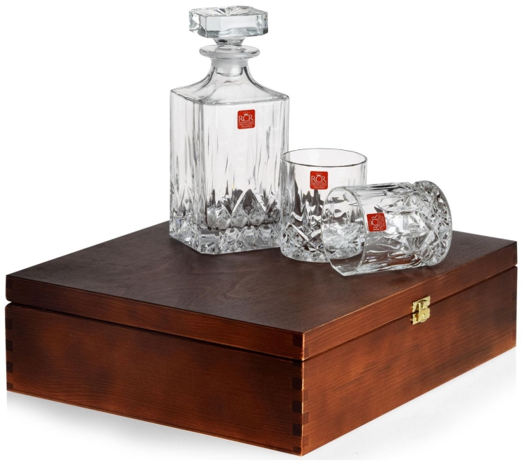 Zestaw do whisky RCR Opera 6+1 w skrzynce z GRAWEREM