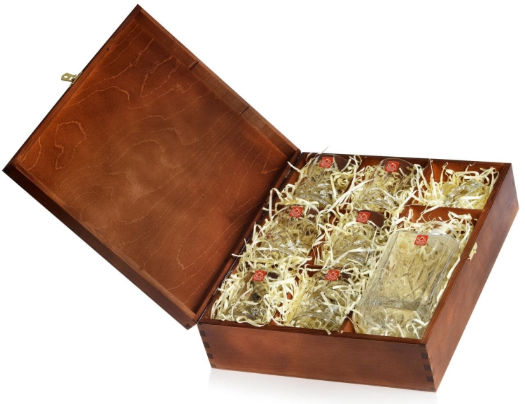 Zestaw do whisky RCR Opera 6+1 w skrzynce z GRAWEREM