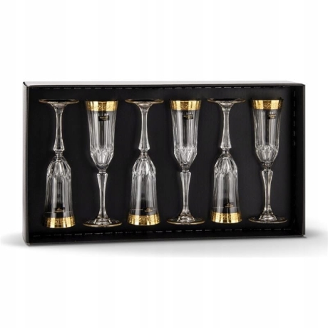 Przejdź do produktu Kieliszki do szampana złote Bohemia MIRADOR 180ml